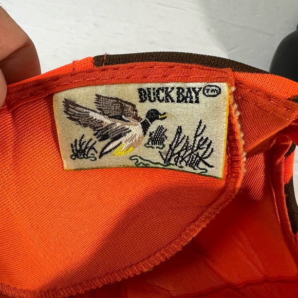 Vintage Duck Bay Duckbay Camouflage Hat Treebark Orange Camo Zipback 1980s - Picture 7 of 7